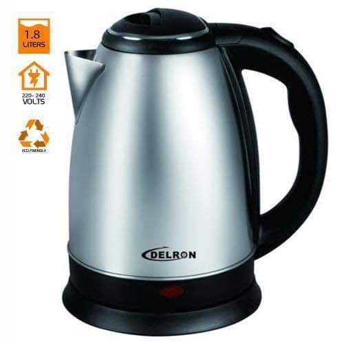 A picture of Delron 1 8L DK 001 Electric Kettle Black Silver