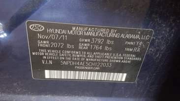 A picture of 2012 Hyundai Elantra Ex Sedan