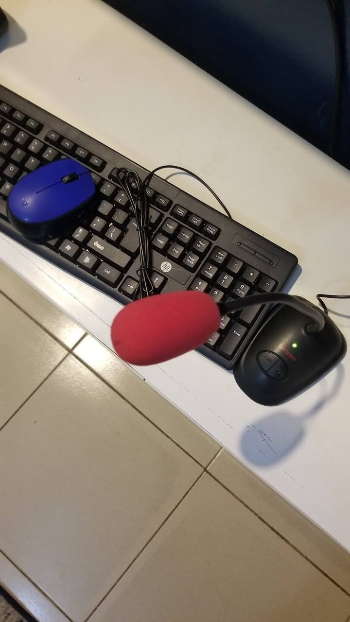 A picture of Computer microphone keyboard mouse and camera