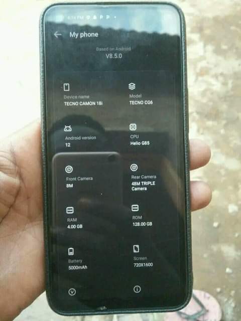 A picture of Tecno camon 18i