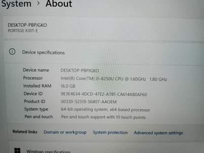 A picture of Available Toshiba Portage Core i5 8th Gen Ram 16Gb 4K