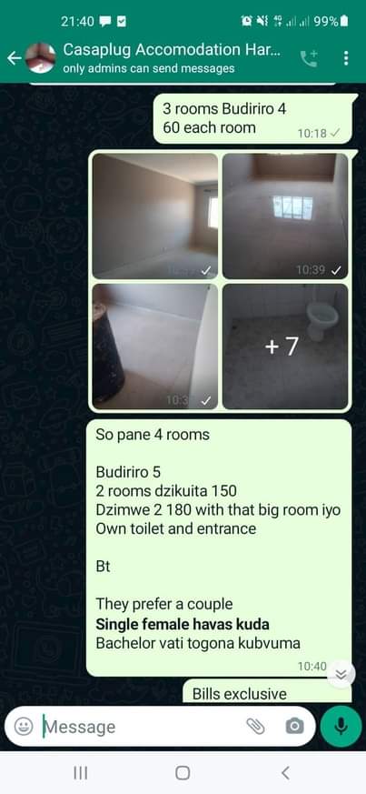 rooms to rent harare