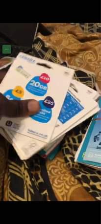 A picture of UK Sim cards