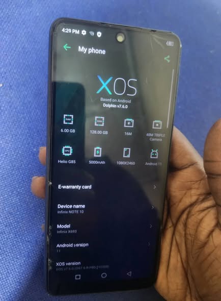 A picture of Infinix note 10 of 128gb for 170k guaranteed contact me
