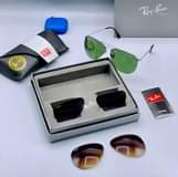 A picture of New Detacheable Aviator RAYBAN Glasses 3 Lens Fully BOXED