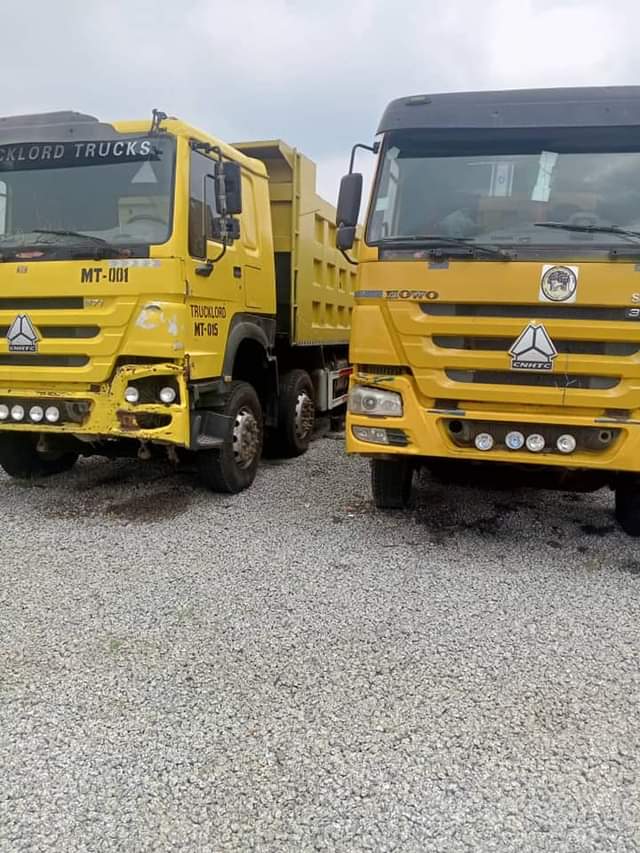 A picture of 12 tyres howo dump trucks