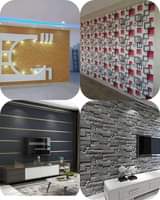 A picture of Center.wall wall.Artficial turf grass and wallpapers carpets