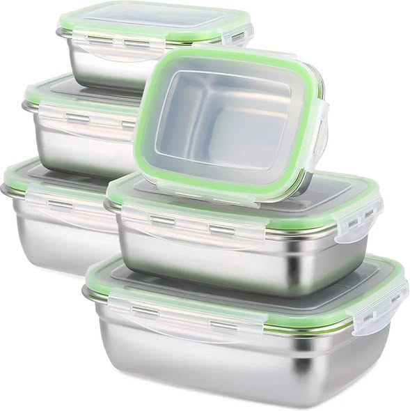 A picture of 4pcs Set Stainless Steel Food Storage Containers Airtight Metal Food