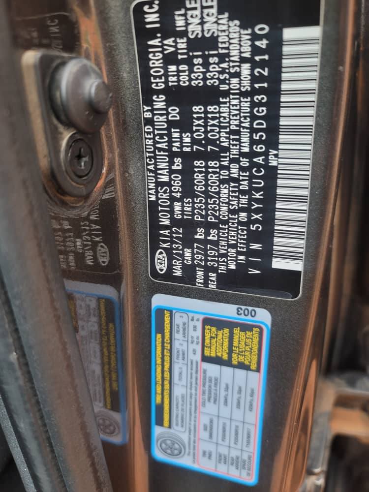 A picture of Unregistered kia sorento 2013
