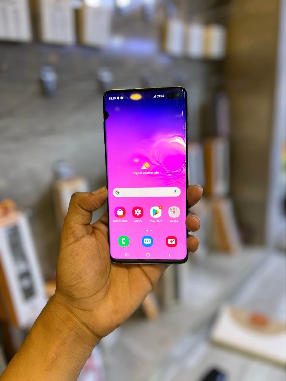 A picture of Samsung S10 Plus line mbili Storage 128GB RAM 8GB Price