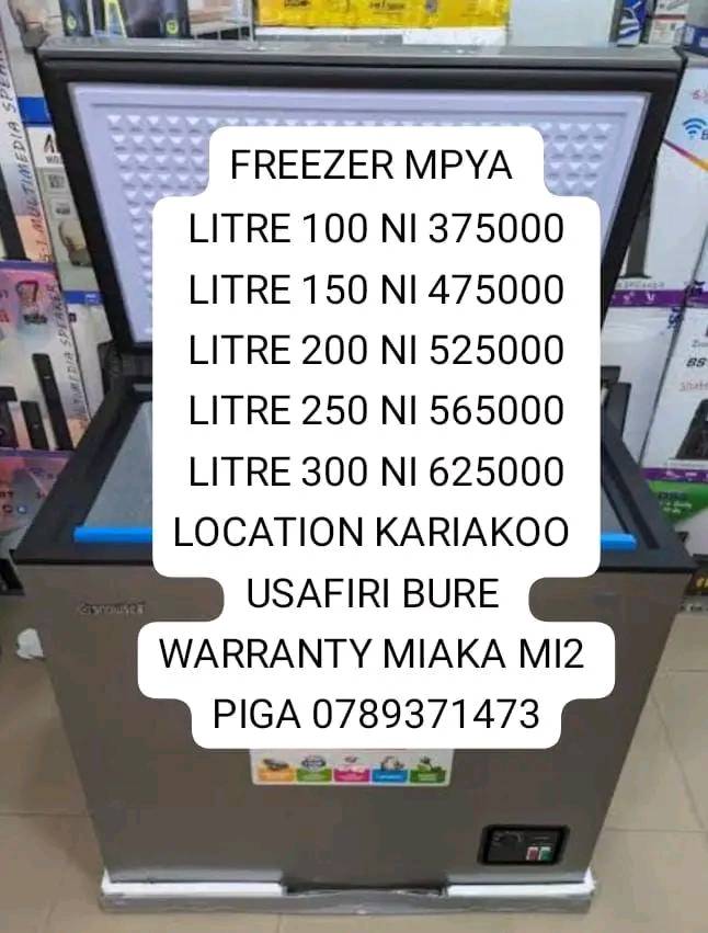 A picture of FREEZER MPYA WARRANTY MIAKA MIWILI LITRE 100 NI 375000 LITRE