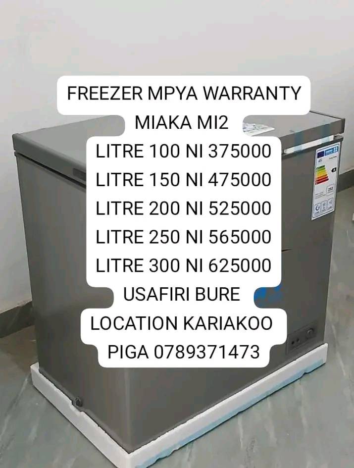 A picture of FREEZER MPYA WARRANTY MIAKA MIWILI LITRE 100 NI 375000 LITRE