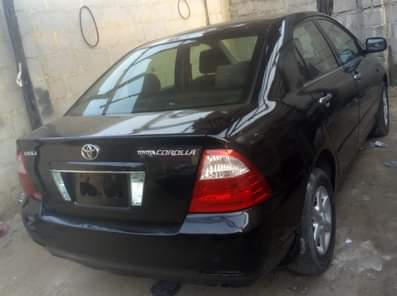 A picture of Toyota Corolla Bank type 2005 model Colour black Clean used