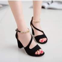 A picture of Women s Frosted Mid Classic Buckle Block Heels Sandal