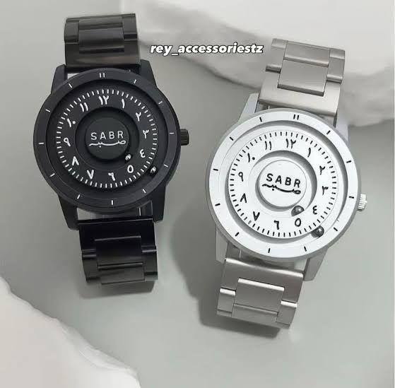 A picture of SABR Arabic Numeral Watch Minimalist Islamic Design Stainless Steel Band