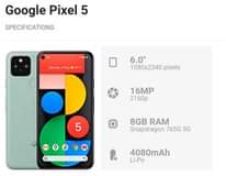 A picture of GOOGLE PIXEL 5 RAM8GB STORAGE 128GB BEI NI OFA YA