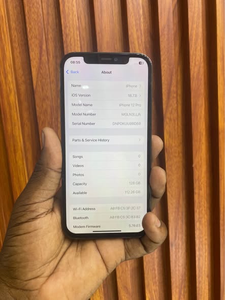 A picture of iPhone 12 Pro Storage 128GB Price 585 000 Top Up