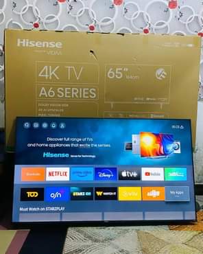 A picture of Hisense smart TV 65 4k display at 1.2m urgent money