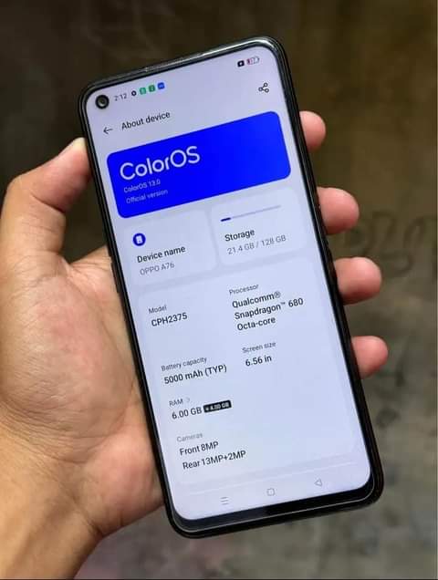 A picture of Used OPPO A76 Ram 6 storage 128 Bei 180 TU