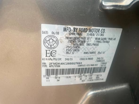 A picture of MASSIVE PRICE DROP Registered Ford Edge Limited 2009 Model Key
