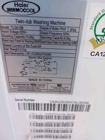 A picture of Haier thermocool 10.2kg