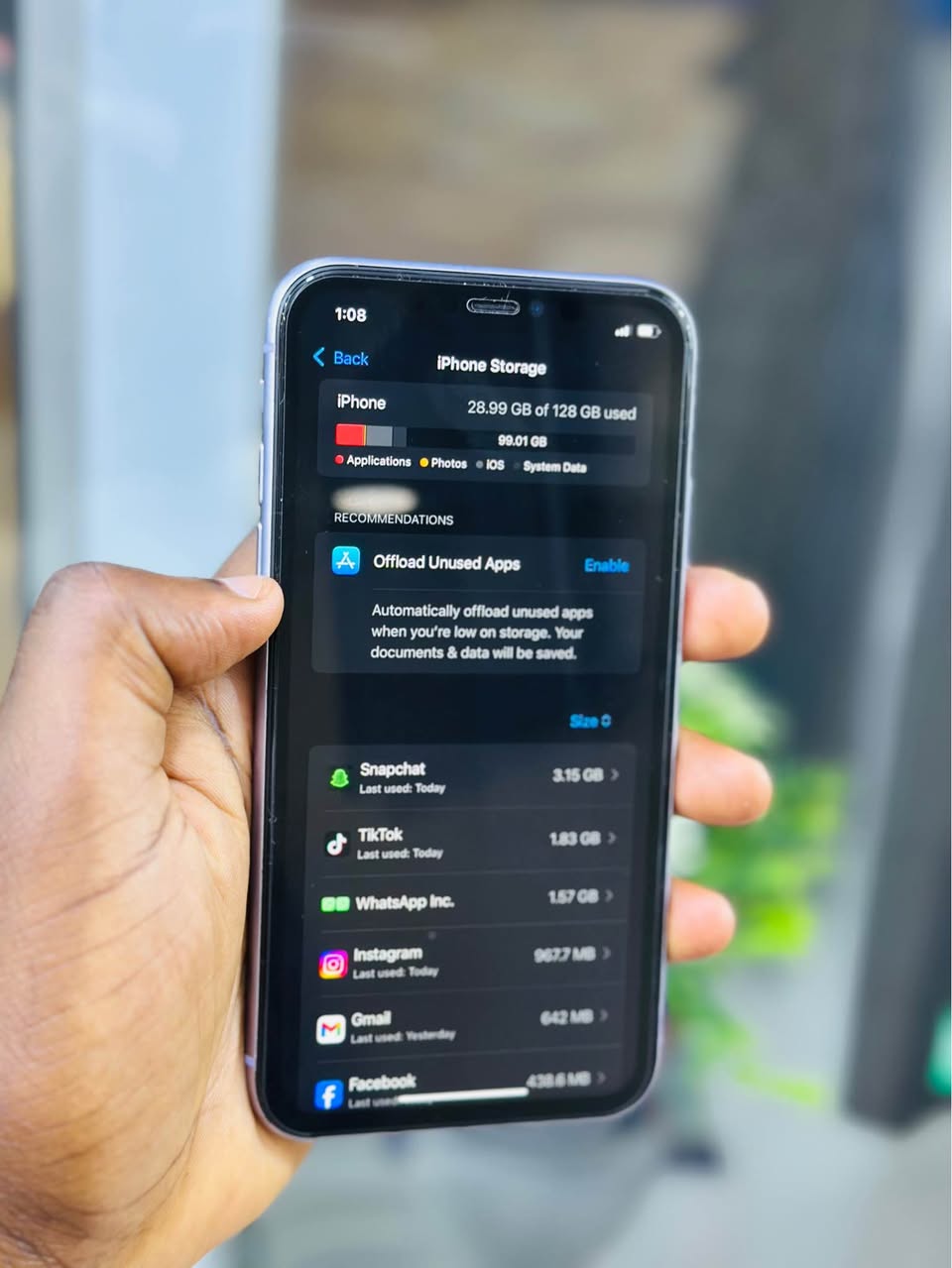 A picture of iPhone 11 128GB Storage