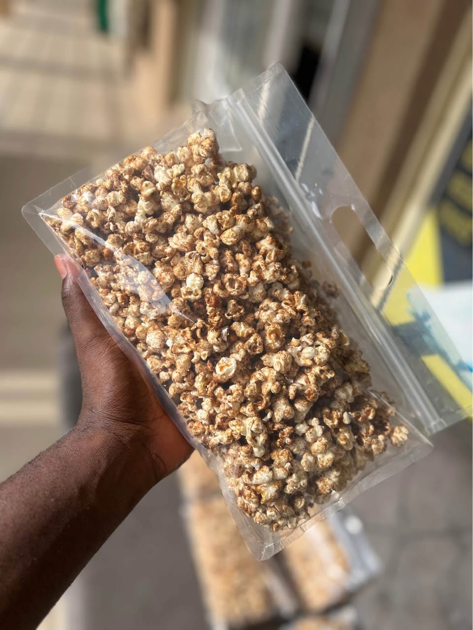 A picture of Caramel Nescaf popcorn signature flavour to Cairo only