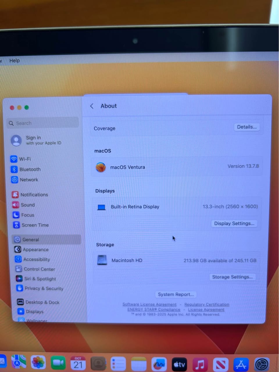 A picture of A2337 2020 MacBook Air M1