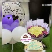 A picture of  surprisepackages birthdaygift birthdaycakes flowerbouquet balloons cakes