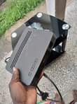 A picture of TV shelf and Gotv decoder