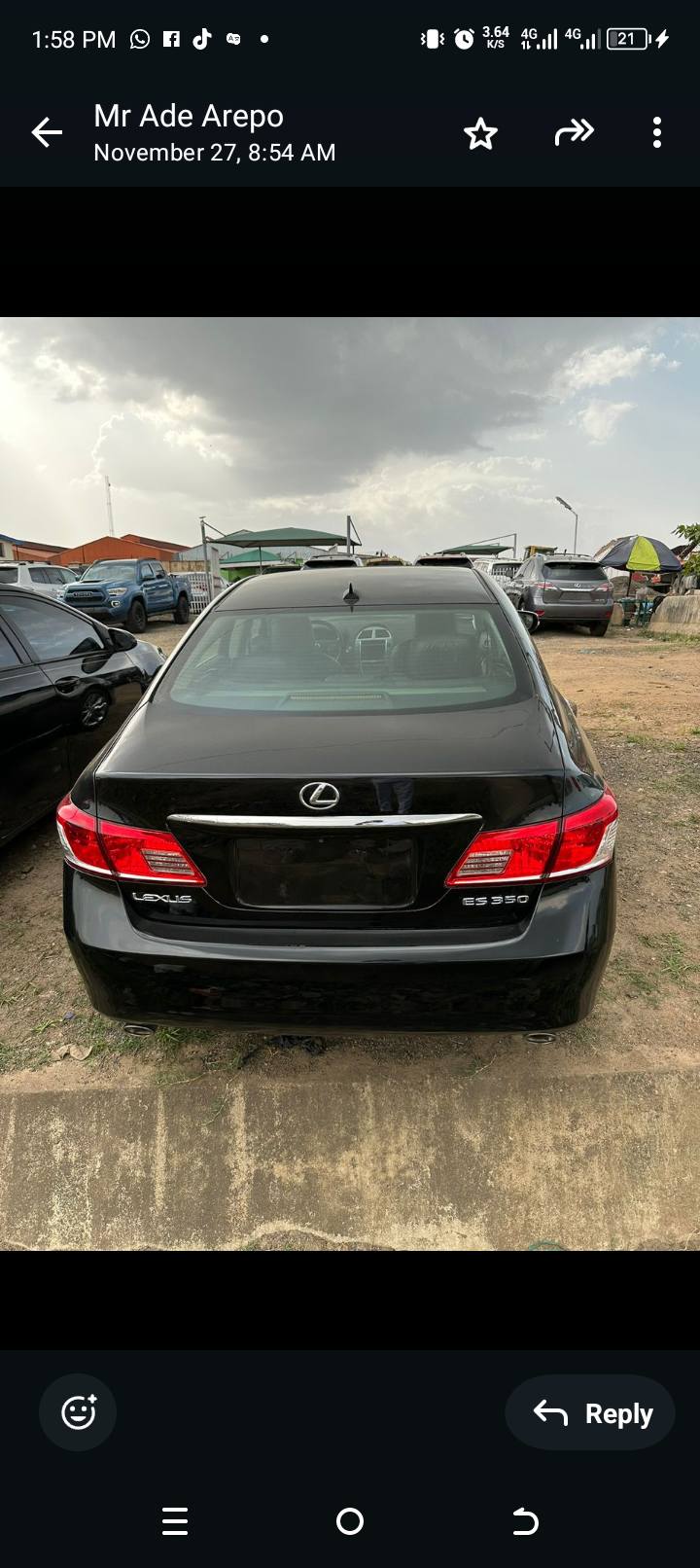 A picture of Foreign used es350 2010 model fullest option My office ojodu