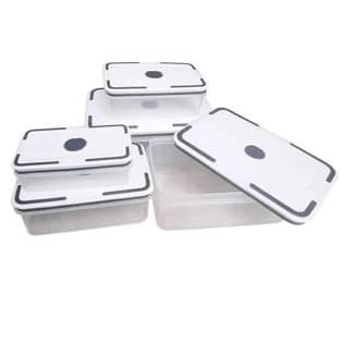 A picture of Set of 5 White Rectangular Cold Food Containers Multi purpose