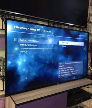 A picture of 65 inches Hisense frameless smart tv 575k 65inch hisense smart