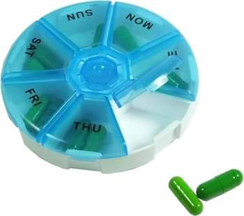 A picture of Aktive Life Round Portable Pill Medicine Organiser Reminder Storage Box