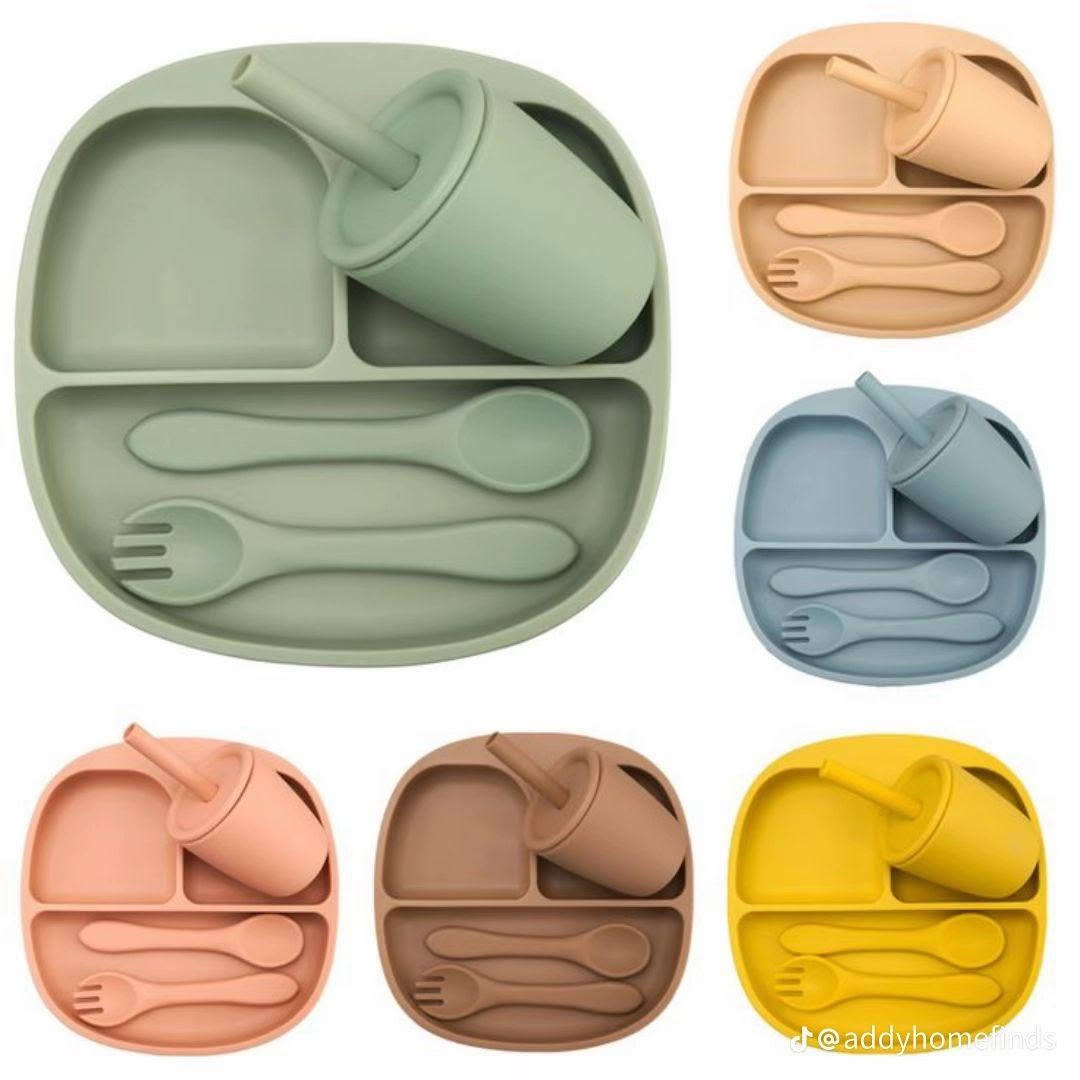 A picture of Silicone baby feeding set