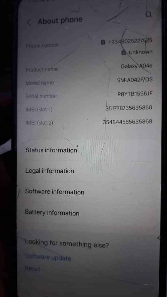 A picture of Samsung galaxy phone ao4e for sale