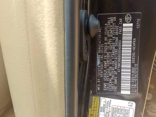 A picture of Toyota Avalon 05 Not registered Tokunbo direct 2022 Entry On