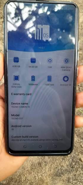 A picture of Tecno camon 15