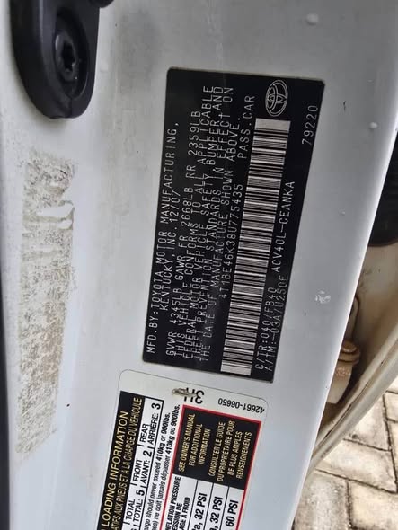 A picture of First body Toyota Camry Nigeria use with untampered engine and
