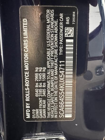A picture of 2019 2026 CUSTOM ENTRY MIAMI ROLLS ROYCE MIAM untampered good