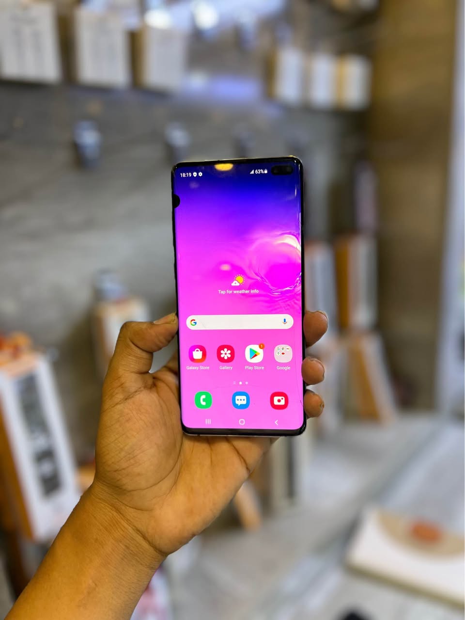 A picture of Samsung S10 Plus line mbili Storage 128GB RAM 8GB Price