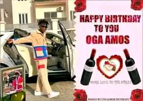 A picture of Happy birthday to me oga Amos And I am here