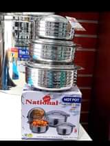 A picture of 3pcs stainless steel hot pot 45000 Message Saadia on WhatsApp