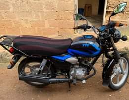 A picture of New Big TVS Motorcycle with hand kick start
