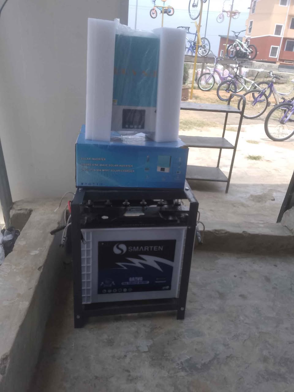 A picture of 3kva 24v inverter system with Smarten tubular battery 220ah