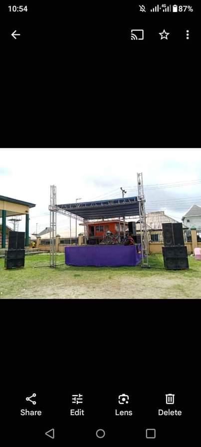 A picture of Stage led screen lighting and sound system