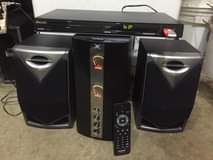 A picture of AIRIS HOME THEATRE SYSTEM AND PHILIPS DVD.