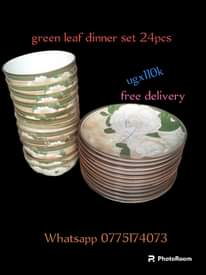 A picture of White dinner set 18pcs 80k free delivery 0775174073 Whatsapp