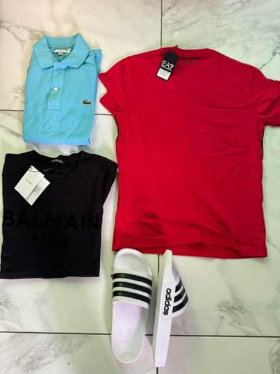 A picture of Genuine Authentic Mens Tshirts and slides