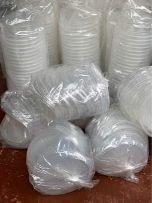 A picture of All These Disposables Silver plates Plastic Plates Are For Sale